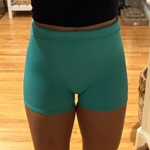 Colsie Teal Ribbed Bike Shorts